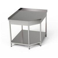 Masă de lucru de colț din oțel inoxidabil cu raft 86,8x60x85 cm | FORGAST