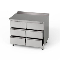 Masă de lucru din oțel inoxidabil cu 6 sertare 80x70x85 cm | FORGAST