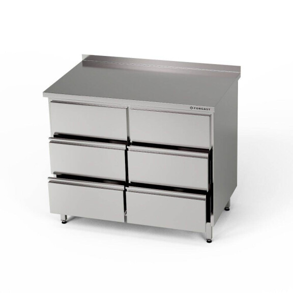 Masă de lucru din oțel inoxidabil cu 6 sertare 80x70x85 cm | FORGAST