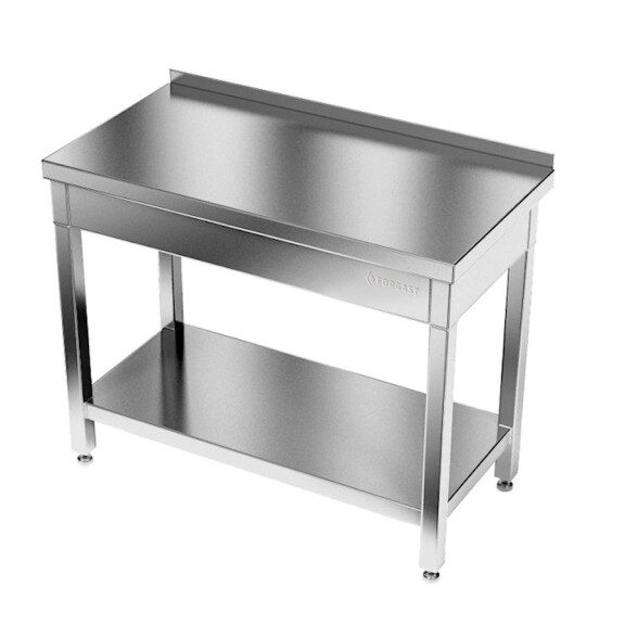 Masă de lucru din oțel inoxidabil cu raft 120x60x85 cm | FORGAST