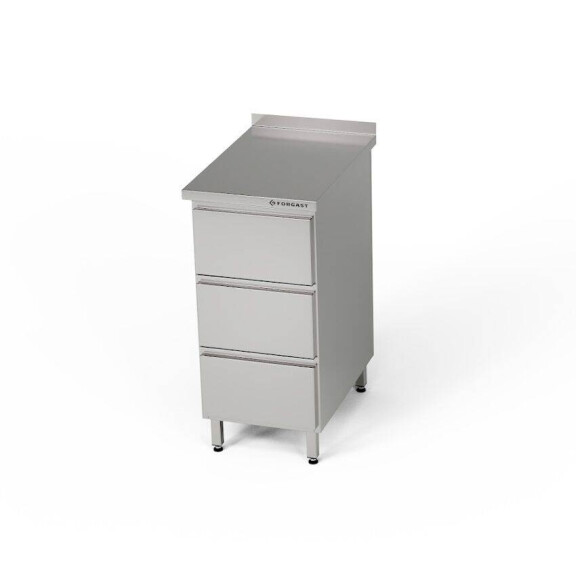 Masă de lucru din oțel inoxidabil cu bloc cu 3 sertare 40x60x85 cm | FORGAST
