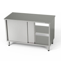 Masă de lucru pasantă din oțel inoxidabil cu dulap 90x60x85 cm | FORGAST