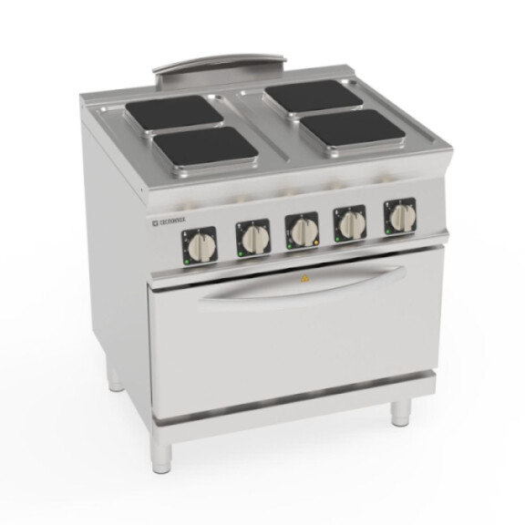 Aragaz electric pentru catering, 4 plite cu cuptor GN1/1 | TECNOINOX 716086