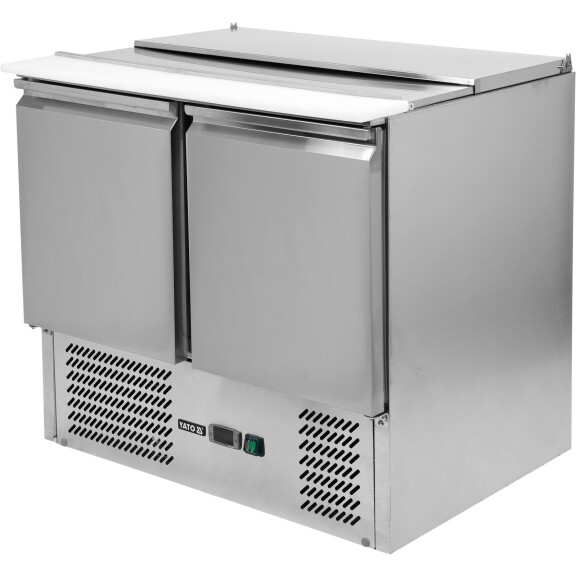 Salatieră frigorifică cu 2 uși, cu capac din oțel inoxidabil | YATO YG-05262