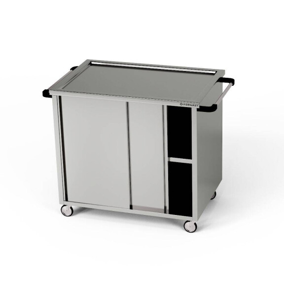 Cărucior pentru ospătari cu 3 rafturi și ușă glisantă 80x60x85 cm | FORGAST