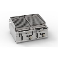 Grătar reglabil cu gaz lava 16 kW dublu 2x 46×36 cm | TECNOINOX 713148