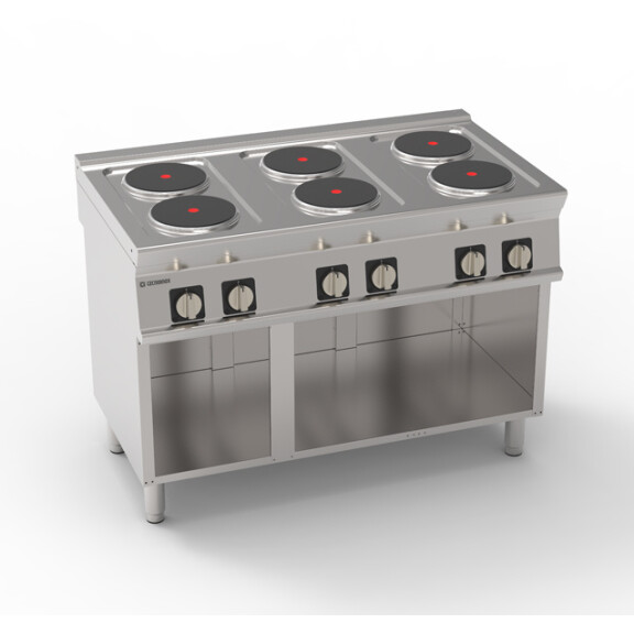 Aragaz electric cu 6 arzătoare diametrur. 22 cm cu bază deschisă | TECNOINOX 716011