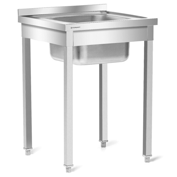 Masă inox cu chiuvetă cu 1 vas 60x60x85 cu șuruburi | FORGAST FG15334