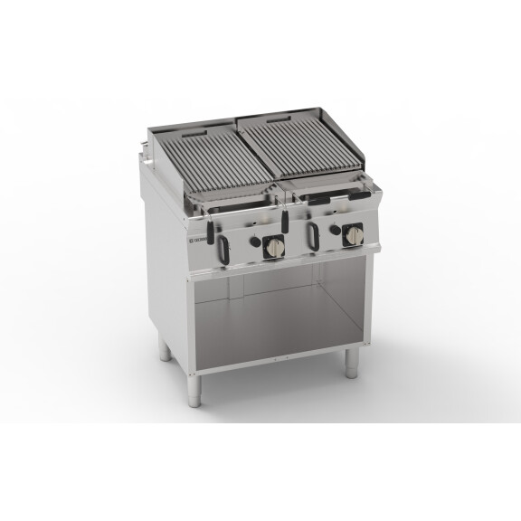 Grătar dublu cu gaz lava pe bază deschisă 2X 8 kW | TECNOINOX 713150