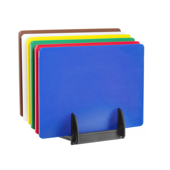 Set de 6 plăci de tăiere HACCP 45x30 cm cu suport pentru plăci | HENDI 825686