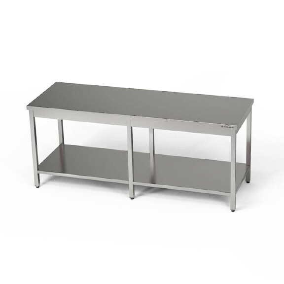 Masă de lucru centrală din oțel inoxidabil cu raft 220x80x85 cm | FORGAST