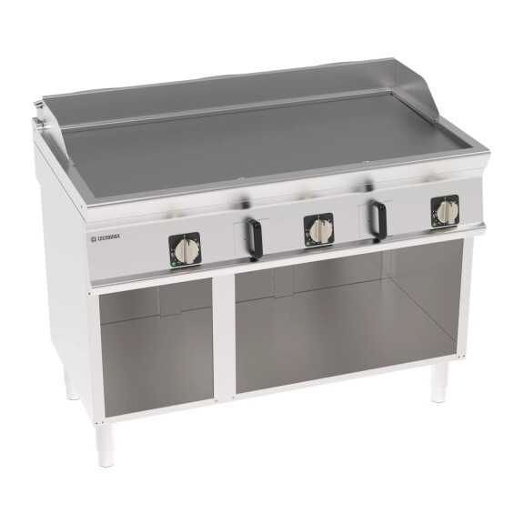 Placă pentru grătar electric, suprafață netedă, cromată, periat, pe o bază deschisă, 120 cm, 400V Tecno74 | TECNOINOX 716209