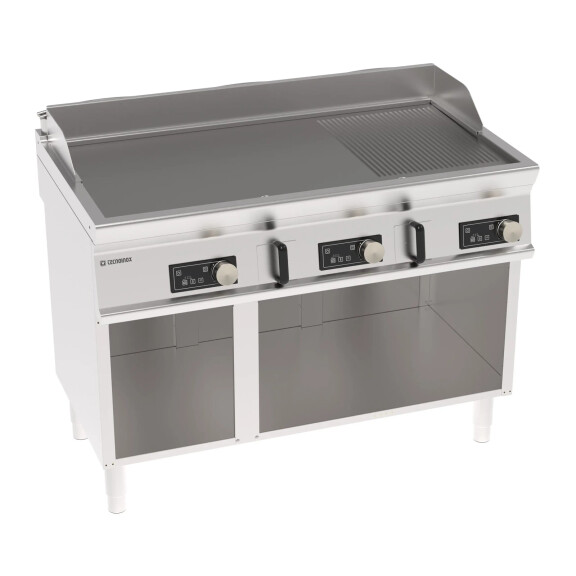 Grătar electric, control electronic, 2/3 neted, 1/3 canelat pe bază deschisă, 120 cm, 400V Tecno74 | TECNOINOX 716247