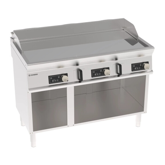 Placă grill electrică, control electronic, netedă, cromată, pe o bază deschisă, 120 cm, 400V Tecno74 | TECNOINOX 716248