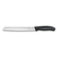 Cuțit de pâine Swiss Classic negru lung. lame 21 cm | VICTORINOX 6.8633.21B