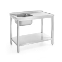 Masă cu chiuvetă cu 1 vas și raft, 100x70x85 cm | HENDI 812945