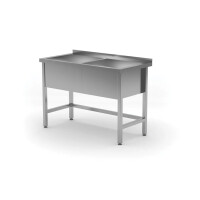 Chiuvetă cu 2 camere din oțel inoxidabil Profi Line, 120x60x85 cm | HENDI 813485