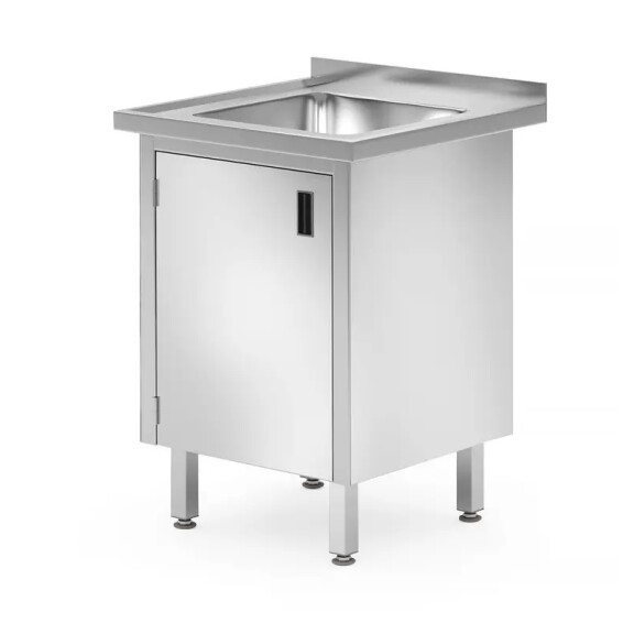 Masă cu chiuvetă cu 1 vas și dulap, 60x60x85 cm | HENDI 813522