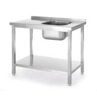 Masă cu chiuvetă cu 1 vas și raft, 80x60x85 cm | HENDI 816998
