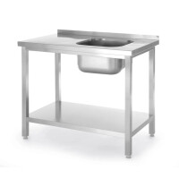 Masă cu chiuvetă cu 1 vas și raft, 100x60x85 cm | HENDI 817025