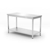 Masă de lucru centrală cu raft, 120x60x85 cm | HENDI 817179