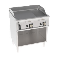 Placă de grătar cu gaz cromată 1/3 canelată periat pe bază deschisă 14 kW | TECNOINOX 713192