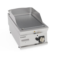 Placă de grătar pe gaz cu caneluri din crom periat reglabilă 35,3x56,4 cm | TECNOINOX 713185