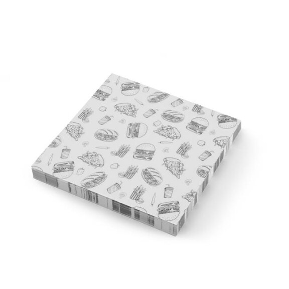 Hârtie pergament cu model fast-food, pătrată | HENDI 678282