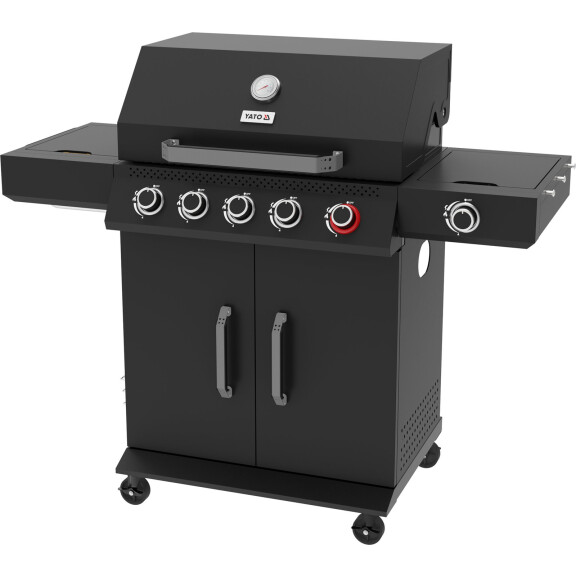 Grătar pe gaz 5+1 19kW negru | YATO YG-20031