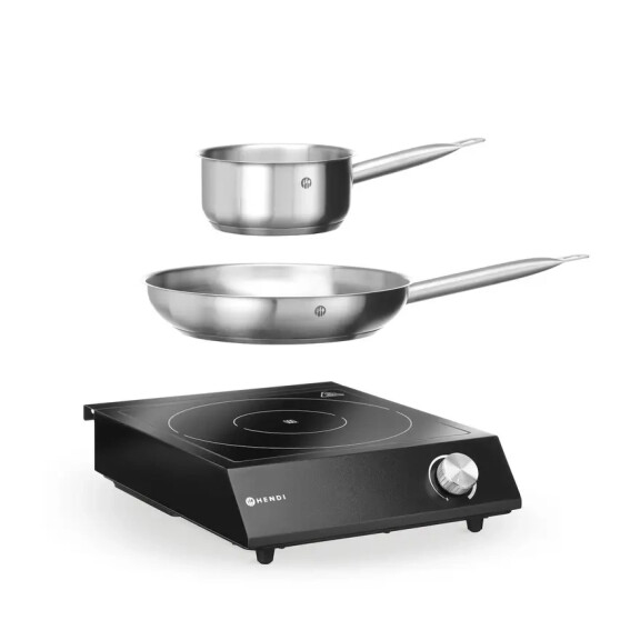 Plită cu inducție 3.5 kW, 230 V + cratiță + tigaie | HENDI 239889