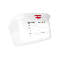 Recipient GN 1/6 ad. 6,5 cm din polipropilenă HACCP | HENDI 873151