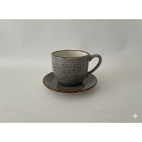 Ceașcă Bel 280 ml cu farfurioară 15 cm Still Rustic gri | KERA CERAMIKA 2.3.4.RUSTIC GRI
