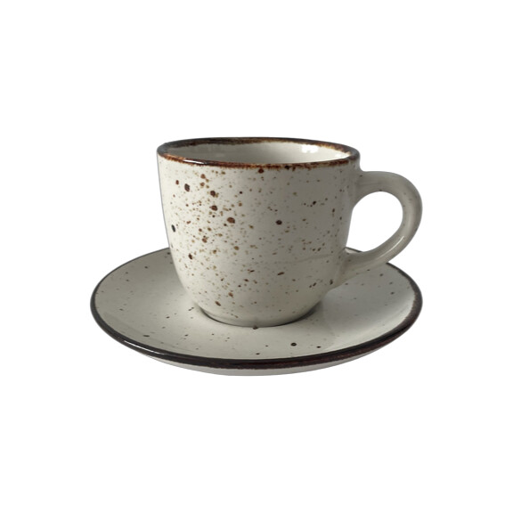 Ceașcă Bel 200 ml cu farfurioară 15 cm Still Rustic crem | KERA CERAMIKA 2.3.1.RUSTIC CREM