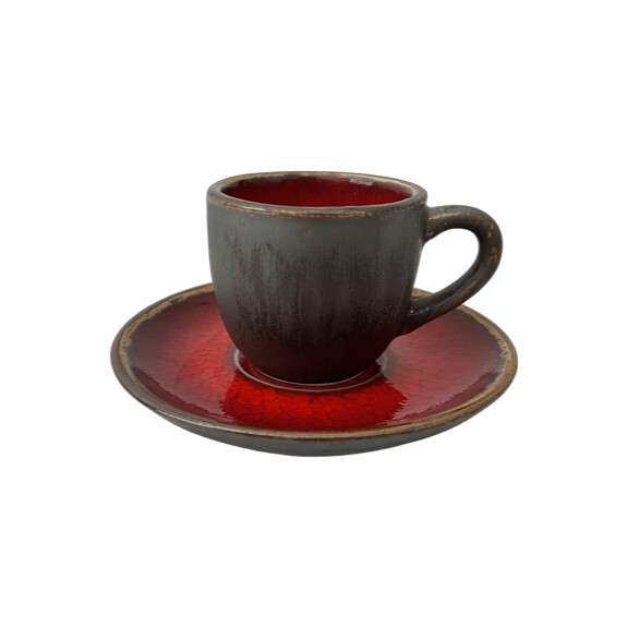 Ceașcă Bel 100 ml cu farfurioară 11 cm Still Cristall rubin | KERA CERAMIKA 2.3.3.RUBIN