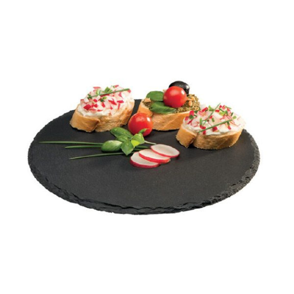Placă rotundă din ardezie pentru prezentarea preparatelor SLATE, diam. 28 cm | APS 969