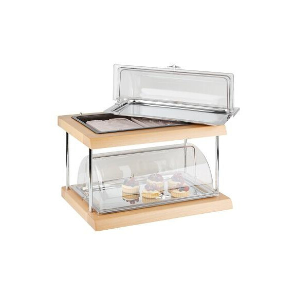 Vitrină bufet cu insert răcitor, pe două niveluri DOPPELDECKER GN 1/1, maro, 60x41x36 cm | APS 11541