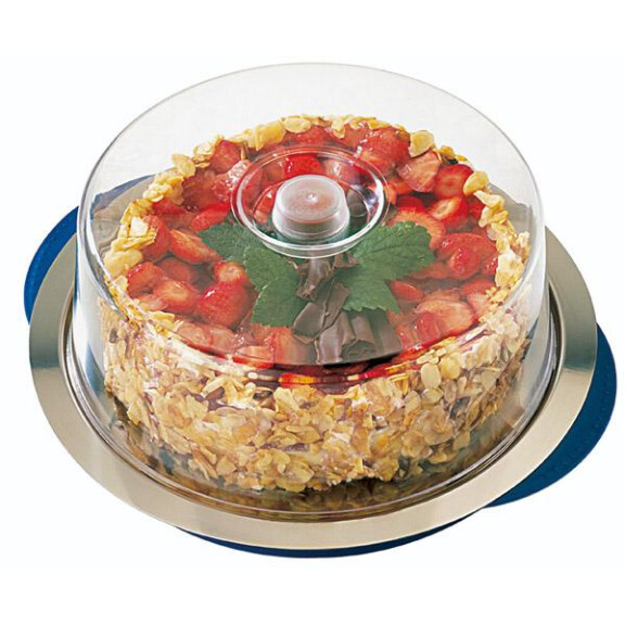 Tavă rotundă cu element de răcire și capac, albastră 35x15 cm | APS 9093