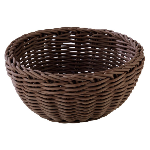 Coș pentru pâine din polipropilenă PROFI LINE, rotund, maro, 20x20x8 cm | APS 50608