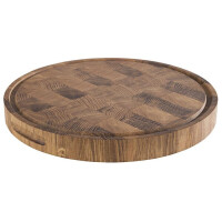 Platou de servire OKLA, rotund, din lemn de stejar, maro, 39x4.5 cm | APS 816