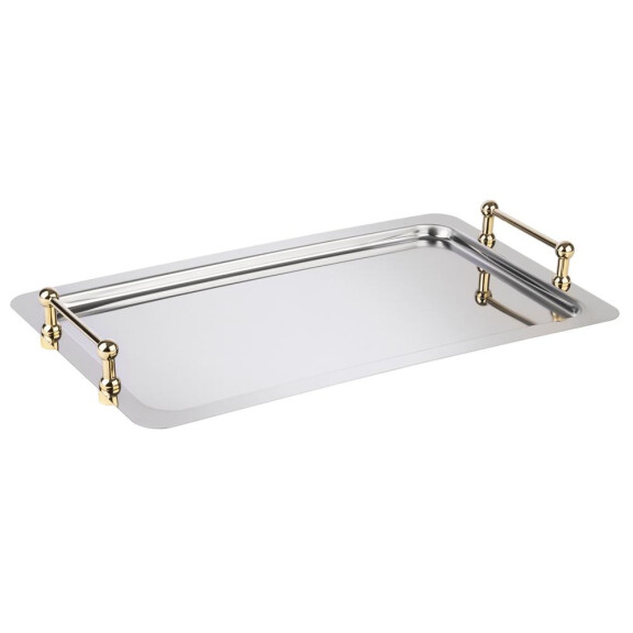 Tavă sistem GN 1/1 BUFFET STAR, oțel inoxidabil, mânere aurite, 53x32.5x6.5 cm | APS 11155