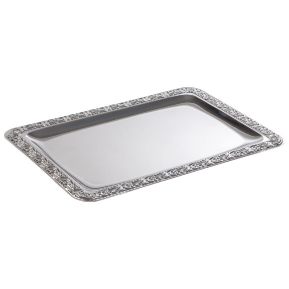 Tavă SCHÖNER ESSEN, cu margine decorativă, din oțel inoxidabil, 35x24x1.5 cm | APS 383