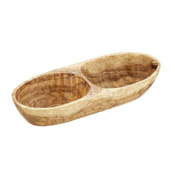 Bol OLIVE din lemn de măslin, dublu, 26.5x11x5 cm, 600 ml | APS 1015