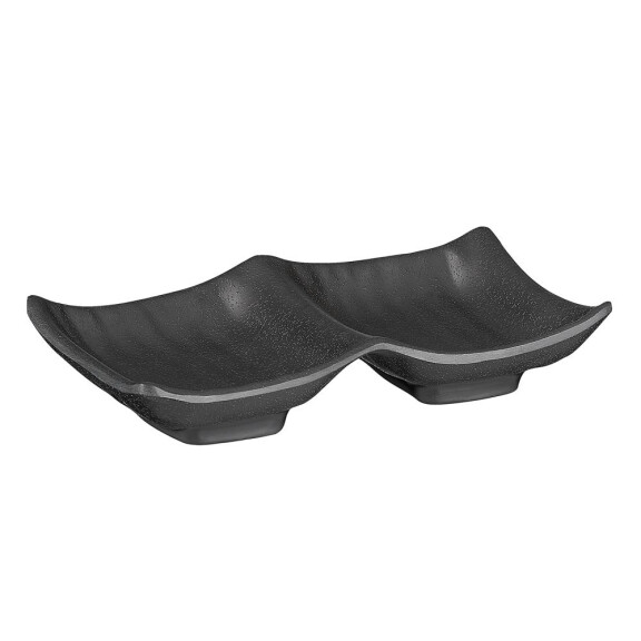 Bol dublu ZEN, melamină, negru, 14x9x2.5 cm | APS 83949