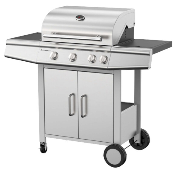 Grătar de grădină pe gaz cu dulap pentru butelie și arzător lateral, număr de arzătoare 3+1, 13.8 kW | FORGAST FG09107