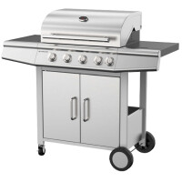 Grătar de grădină pe gaz cu dulap pentru butelie și arzător lateral, număr de arzătoare 4+1, 17.4 kW | FORGAST FG09108