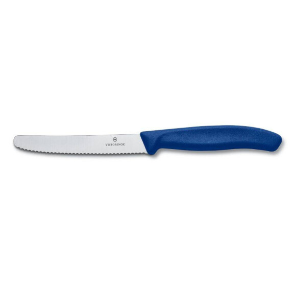 Swiss Classic cuțit zimțat pentru legume și fructe albastru lung. lame 11 cm | VICTORINOX 6.7832