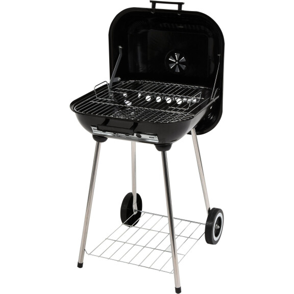 Grătar pe cărbune cu bază pe roți, cu capac, grătar 40x45 cm | LUND 99580