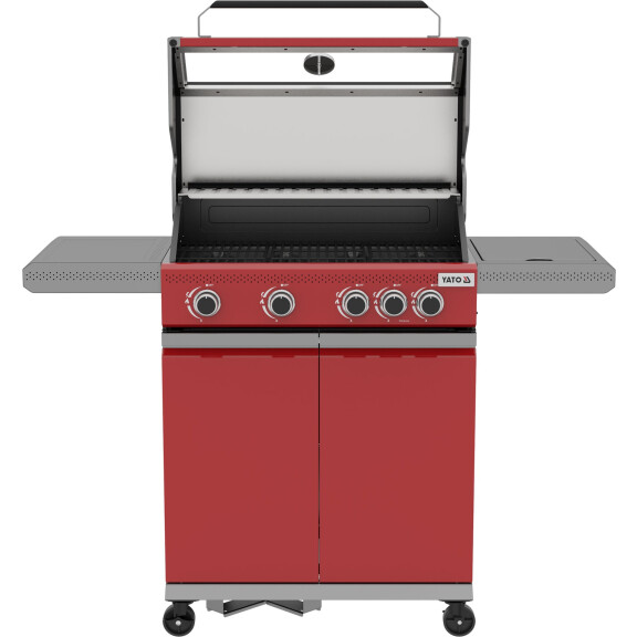 Grătar pe gaz ITAMI 4+1, 14,2 KW, roșu | YATO YG-20034