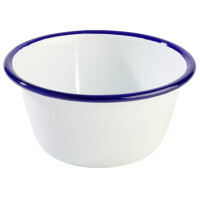 Bol ENAMELWARE, emailat, alb cu finisaj albastru, 13x6 cm, 500 ml | APS 40638