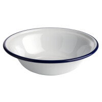 Bol ENAMELWARE, emailat, alb cu finisaj albastru, 16.5x4.5 cm, 450 ml | APS 40637